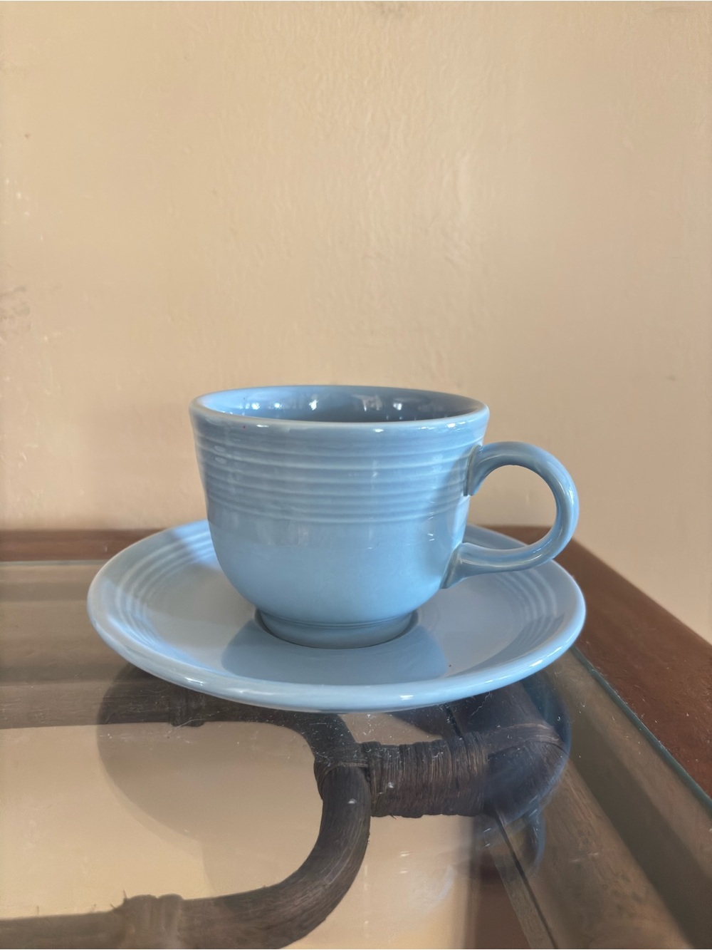 Vintage Fiestaware Blue Cup with Saucer